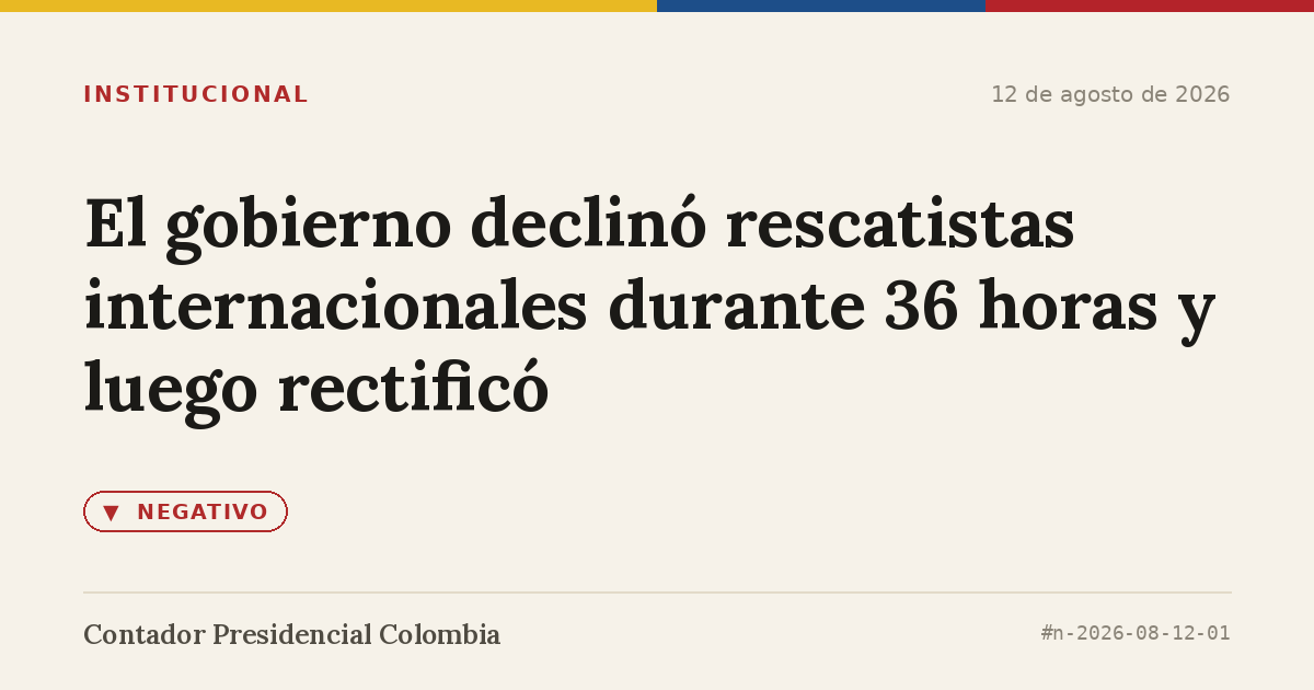 El gobierno declinó rescatistas internacionales durante 36 horas y luego rectificó