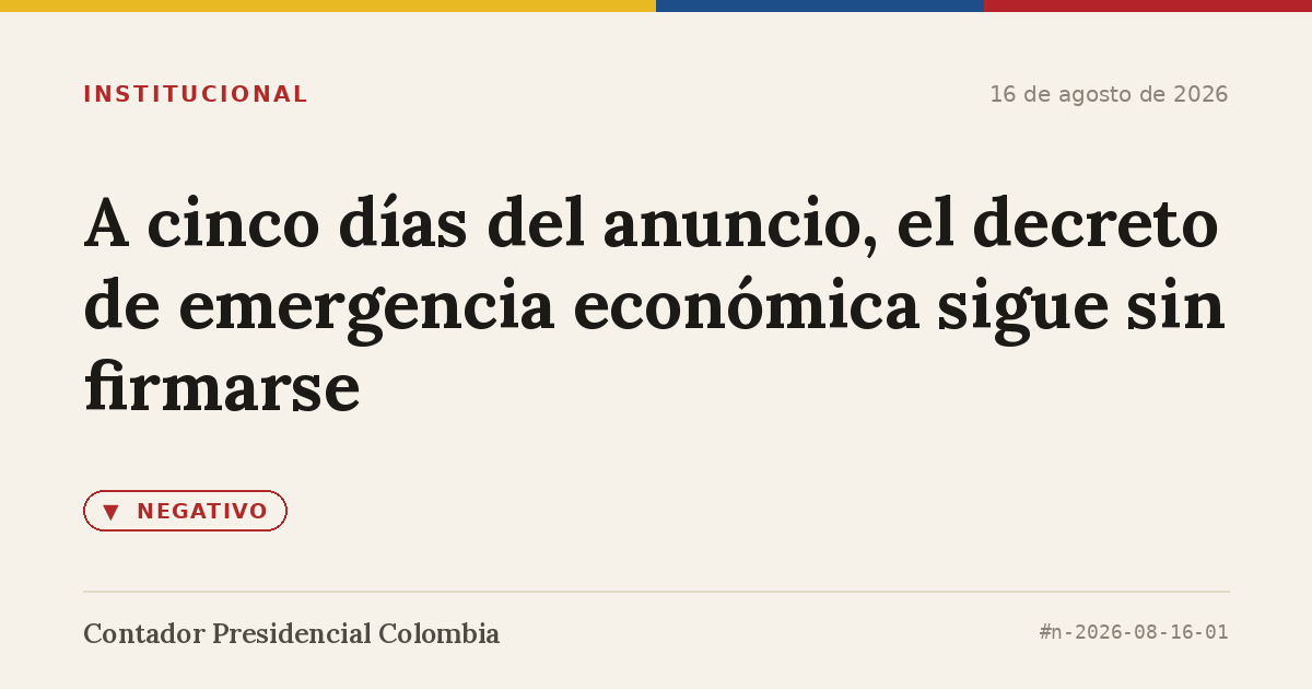 A cinco días del anuncio, el decreto de emergencia económica sigue sin firmarse