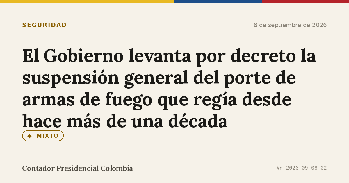 El Gobierno levanta por decreto la suspensión general del porte de armas de fuego que regía desde hace más de una década